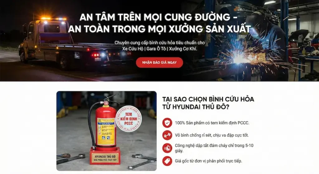 Cung Cấp Bình Cứu Hỏa Cho Xe Cứu Hộ, Gara & Xưởng Cơ Khí Uy Tín