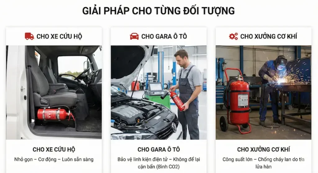 Cung Cấp Bình Cứu Hỏa Cho Xe Cứu Hộ, Gara & Xưởng Cơ Khí Uy Tín
