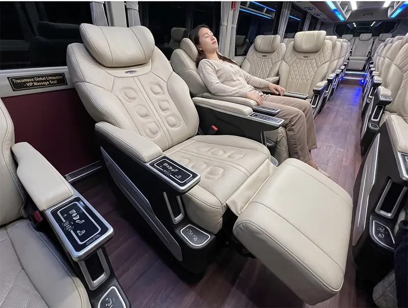 Ghế massage nâng chân điện cao cấp trên xe Tracomeco Global Limousine