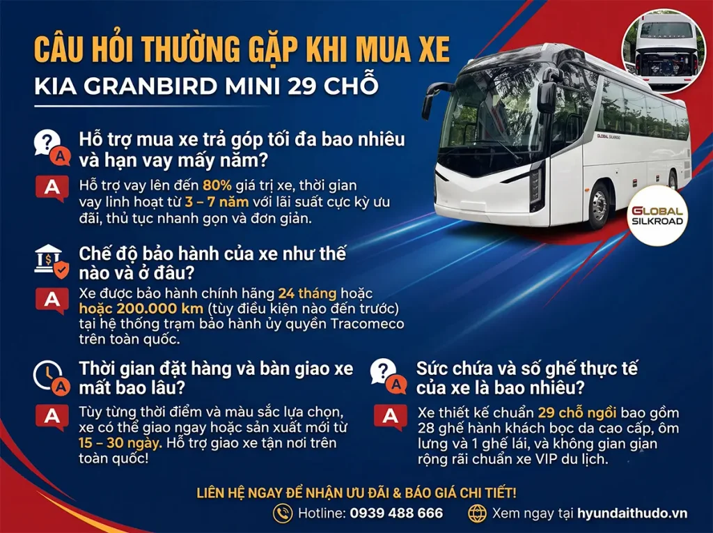 Câu Hỏi Thường Gặp Khi Mua Xe Kia Granbird Mini 29 Chỗ